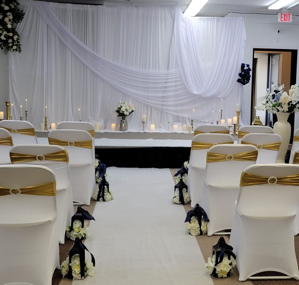 Wedding · navy and gold, rose wall · 27 March 2026