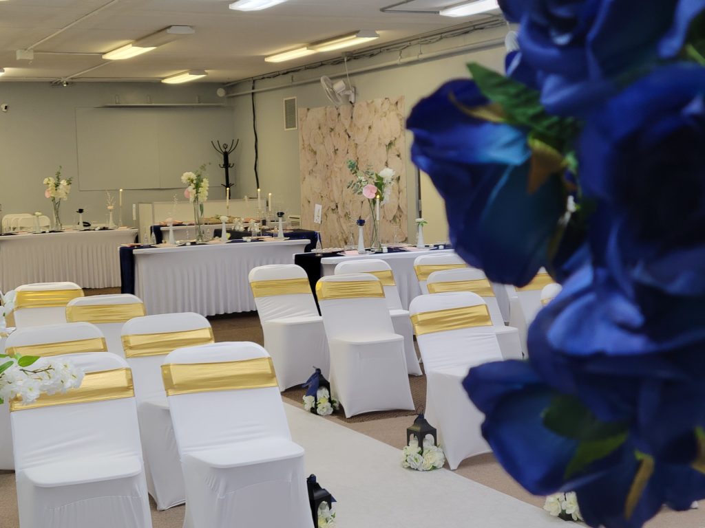 Wedding · navy and gold, rose wall · 27 March 2026