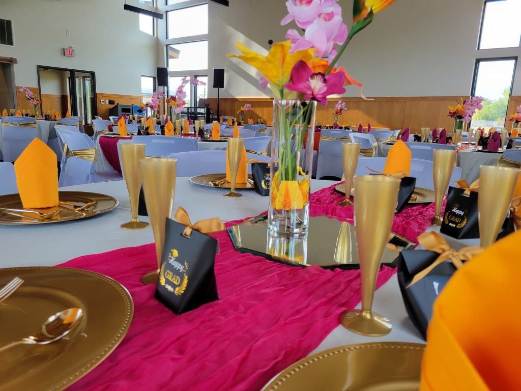 Graduation · fuchsia, orange and gold · 21 August 2026